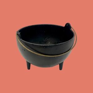 Vintage Iron Witchy Cauldron Planter, Witch Halloween Decor